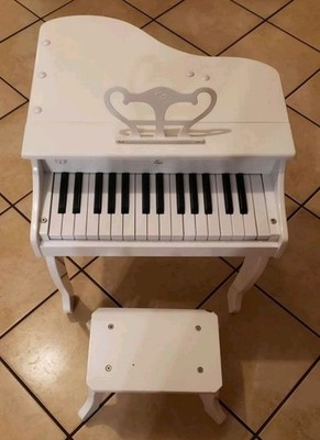 *HAPE* White Grand Piano Style Toy with Bench for Kids Ages 3-7