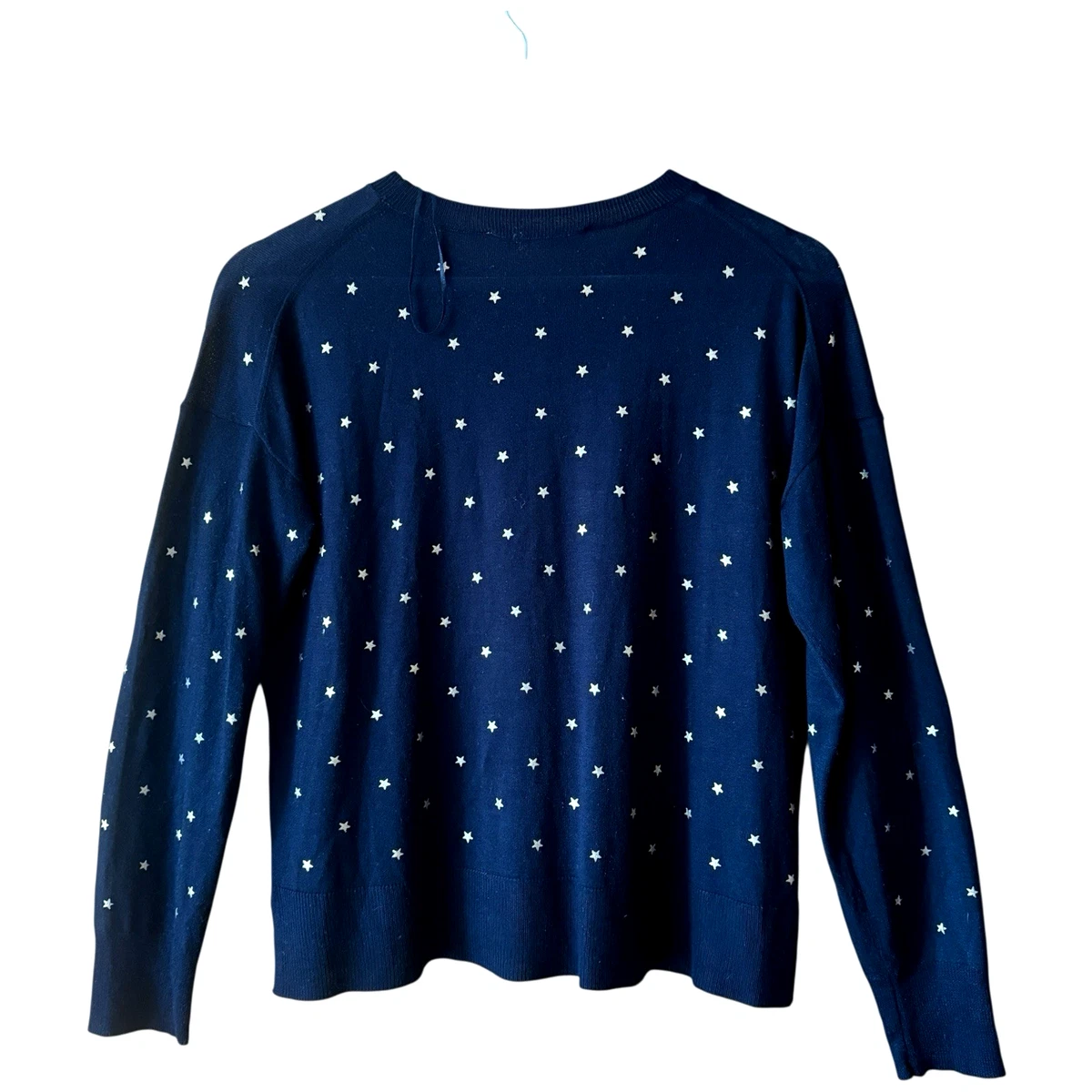 Zara Black Knit Jumper Gold Star Foil Print Boxy Round Neck Relaxed Fit Womens S