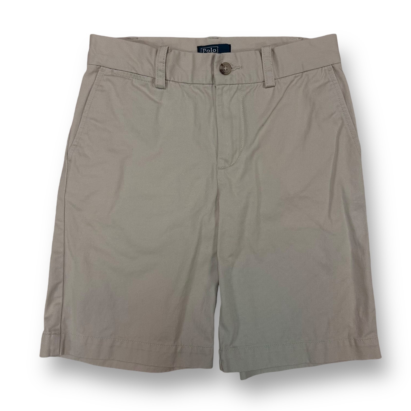 Ralph Lauren Boys Khaki Chino Polo Shorts Size 10 Youth with Button Pockets, YMD