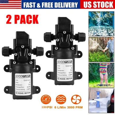 #ad 2pcs 12V Water Pump 130PSI Self Priming Diaphragm High Pressure Automatic Switch $26.99