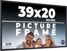 39x20 Frame Black Real Wood Picture Frame Width 0.75 inches | Interior Frame Dep