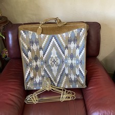 Vtg French Luggage Co Aztec Southwestern Suede Tapestry Large Garment Travel Ba