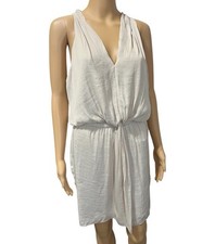 Naked Zebra Ivory Sleeveless Scalloped key hole Belted Mini Dress Size L