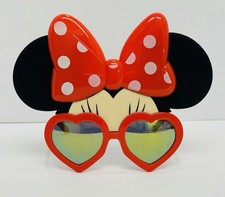 Disney Official Classic Minnie Mouse Face Red Bow Kids Heart Shaped Sunglasses