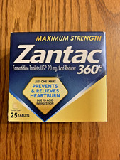 ZANTAC 360 Maximum Strength Acid Reducer Famotidine 25 Tablets 20 mg 11/27 NIB