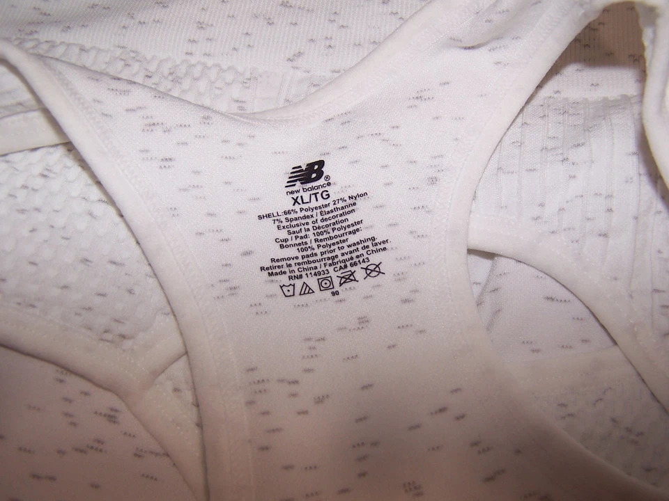 New Balance Zip Front Sports Bra, White & Heater Gray, Removeable Pads Size XL - Image 4 of 4