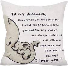 Grandson Christmas Birthday Gifts for Men Boys to My Grandson Throw Pillow Cover