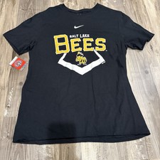 Nike Salt Lake City Bees MiLB Black Baseball Tshirt New With Tag SZ L