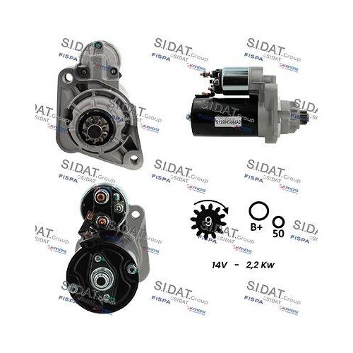Démarreur Sidat S12BH0444A2 pièce allumage compatible Audi Seat Skoda VW