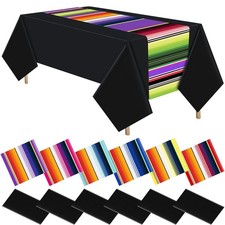 Plastic Mexican Table Runner Tablecloth Set 12 Pcs Cinco De Mayo Fiesta
