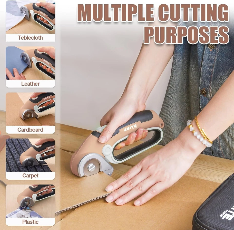 4V Cordless Scissors Cardboard Cutter with 2 Blades,Storage Case,Rotary Cutte. - Image 3 of 4