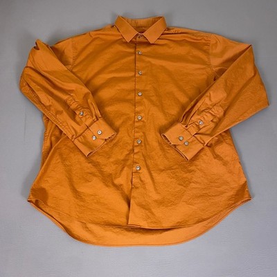 Alfani Dress Shirt Men's XL Slim Fit Stretch Button Up Burnt Orange Long Sleeve*