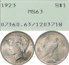 MS63 1923 $1 Peace Silver Dollar, PCGS Old Rattler Holder- Light Toned, Luster!