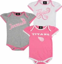 Tennessee Titans GIRLS Pink Gray Colors 3pc Creeper Bodysuit Set Infant Baby 