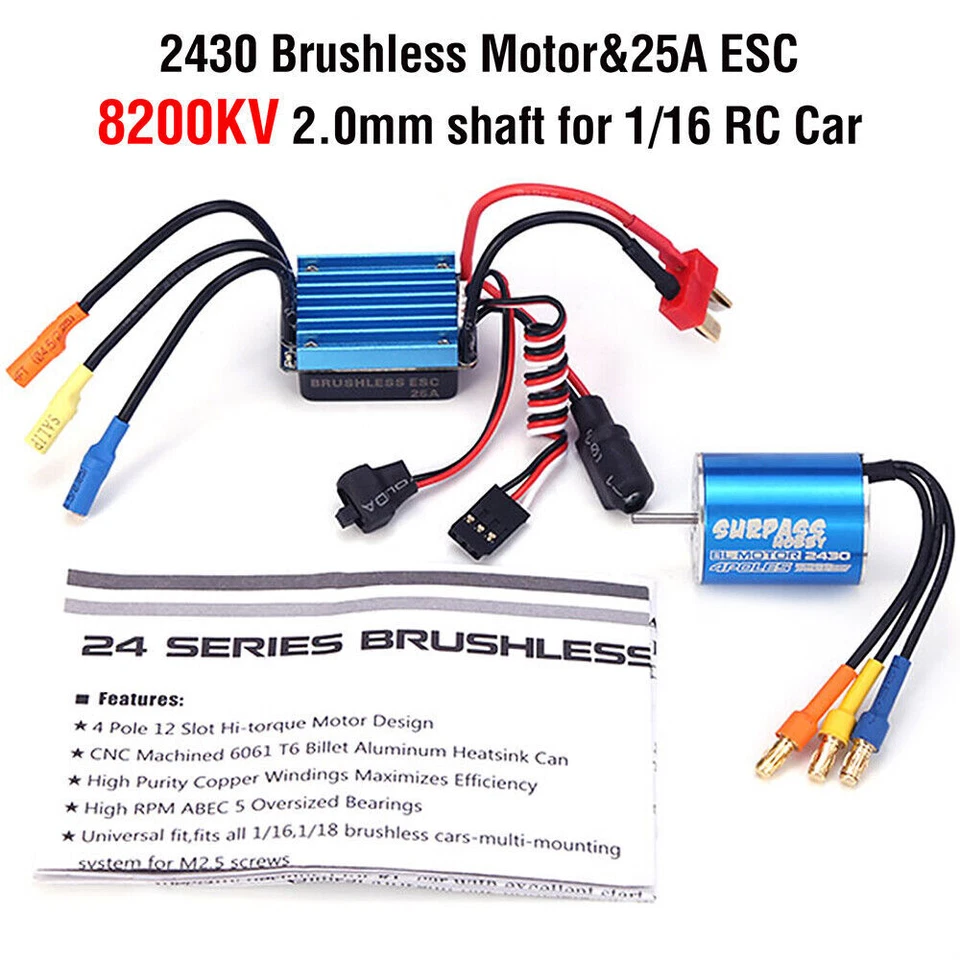 Surpass Hobby 2430 8200KV 7200KV 5800KV Motor 25A ESC for 1/18 1/16  Cars - Image 4 of 4