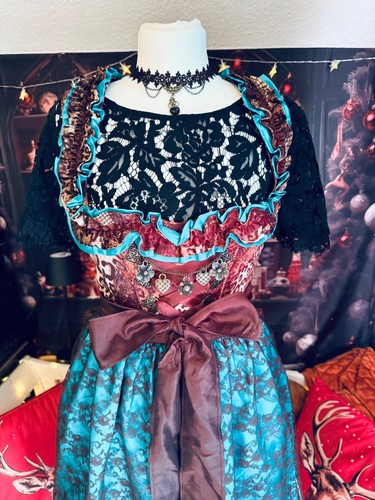 Romantik Madl Spitze Kleid Dirndl komplettes Set Bluse Schürze 32 34 XS Leo - Bild 15 von 18