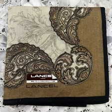 MAN HANKY VTG CLASSIC PAISLEYS GOLD  BROWN COTTON POCKET ART SQUARE 16   JP169