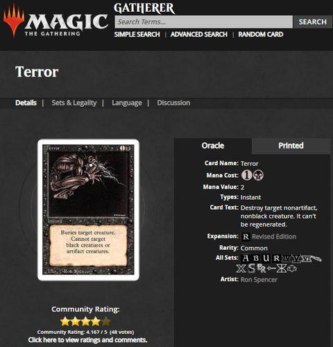 1994 MTG Magic the Gathering Revised Terror Vintage WOTC PSA 9 Mint POP 8 - Picture 4 of 4