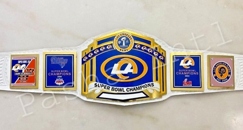 Los Angeles Rams Superbowl Championship Leather title belt Adult size 2mm 4mm - Picture 2 of 3