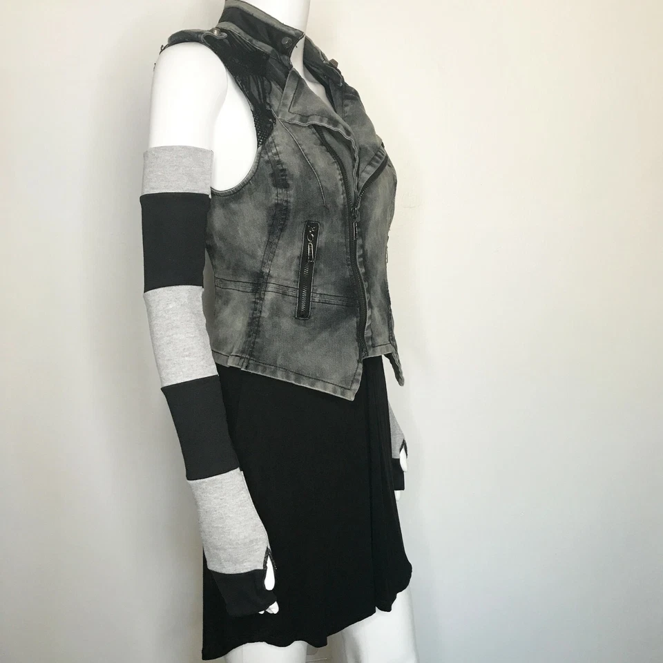 Guantes Largas a Rayas Gris Calentadores de Manos Calentadores de Brazos Negros Retazos Calentadores de Brazos Hombres Foto 2 de 4