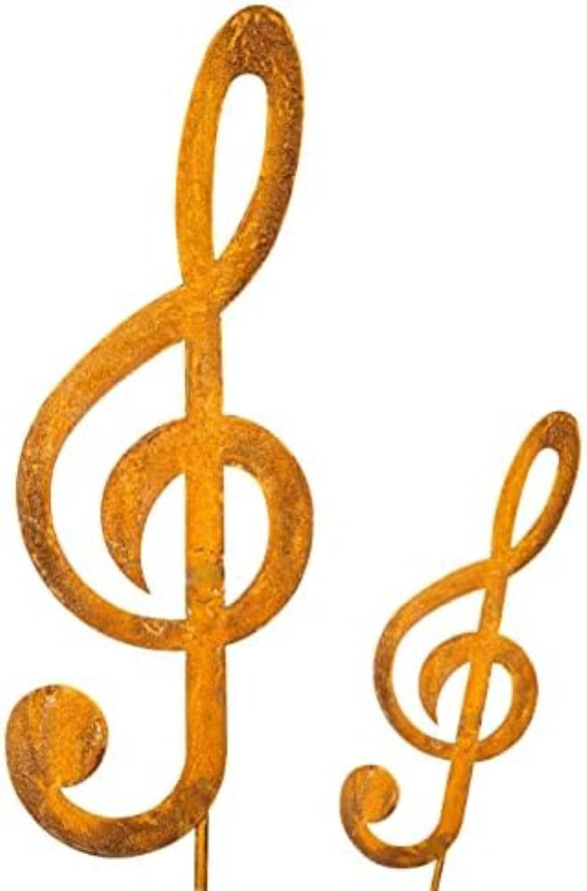 2 Chiavi di Violino in Metallo da Giardino Set Decorativo Ruggine