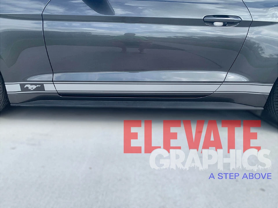 Calcomanías para Ford Mustang balancín lateral rayas de vinilo gráficos 3M pegatinas 2005-2023 Foto 3 de 4