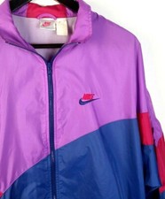 Vintage Mens Color Block Nike Jacket Wind Breaker Purple Red Blue Size Large
