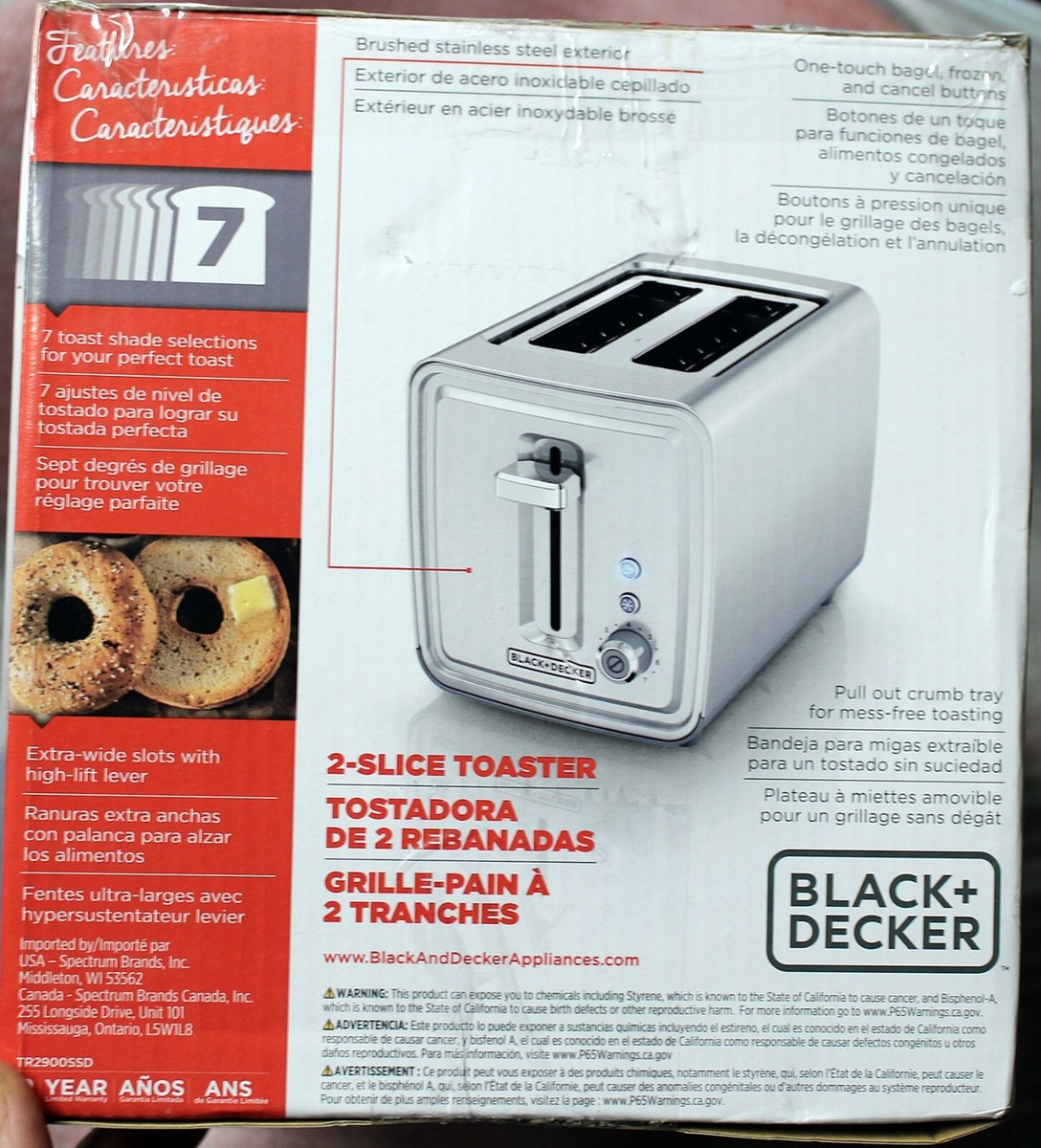 BLACK DECKER 2-SLICE TOASTER STAINLESS STEEL TR2900SSD