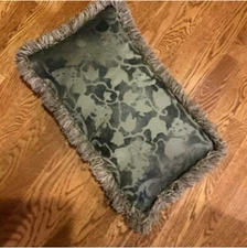 Throw Pillow Textured Front Fringe all Around 20 X 11 Taupe Bed Sofa