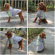 Lovelonglong Fashion Hooded Pet Dog Raincoat Zipper Closure Rain Poncho (XS)