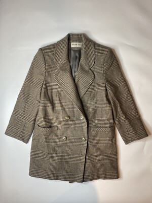 Preston York Dillards Blazer Women's Business 100% Wool Houndstooth  Jacket