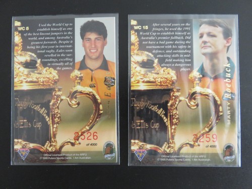 1995 FUTURA RUGBY UNION. WORLD CUP XV #WC5 EALES. #WC15 ROEBUCK. SERIAL NUMBERED - Picture 2 of 3