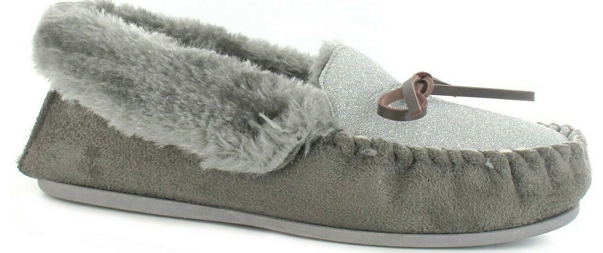 SAOLA Pantofole mocassino donna Ella memory foam pelliccia sintetica glitter suola esterna slip on