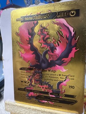 Pokémon Moltres V HP880Gold Foil 🔥Fan Art🔥 Card Burning Wings NM