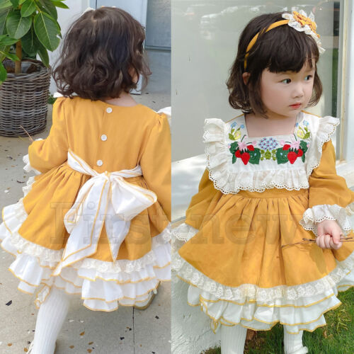 Kids palace dress girls  birthday embroidery cute sweet Spanish style skirt - Picture 1 of 10