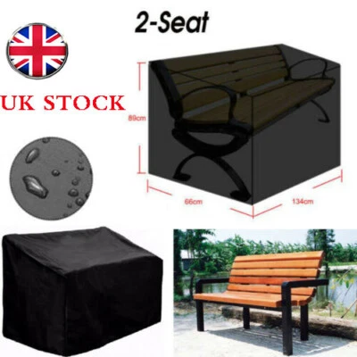 2 Seater Waterproof Bench Seat Cover Heavy Duty Outdoor UV Protection Garden
