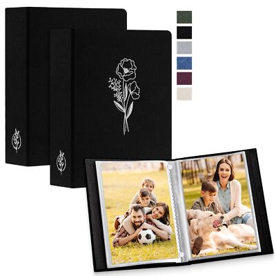Photo Album 5x7 2 Packs Linen Cover Small Acid Free Top Load Pocket Photo Boo...