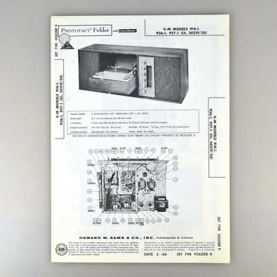V-M 914-1 926-1 927-1 Record Player Radio SAMS Photofact Service Manual 798-9