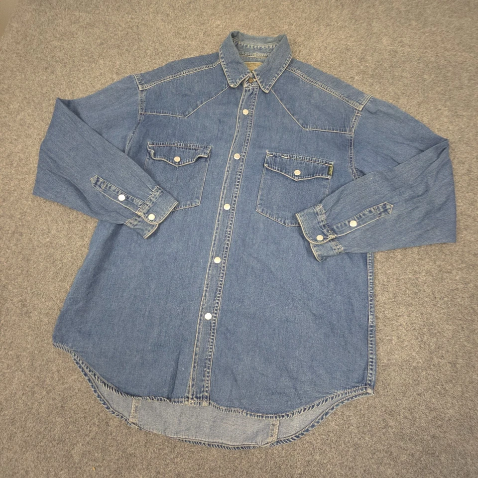 Vintage Espirit shirt mens SMALL blue Long Sleeve Button Up denim cotton Size S - Image 4 of 4