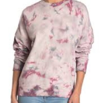 Threads 4 Thought Pink Burgundy Tie Dye Crewneck Sweatshirt Drop Shoulder L
