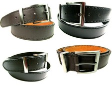 Image of Mens Quality Real Leather Belt Strong Brown Leather Belt Gun Metal Buckle 1.5"