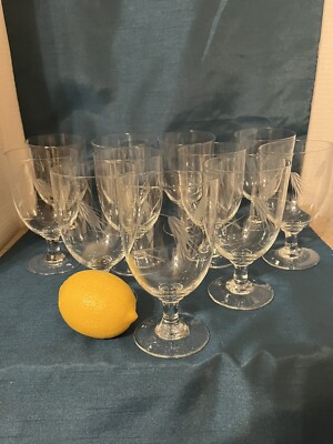 Vintage Sasaki Japan Crystal Water Glasses Bent Wheat Etched