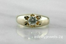 Solitaire Men's Lab-Created 2.68CT Round Cut Diamond Wedding Ring Yellow Gold FN