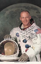 Buzz Aldrin Astronaut Signed RPPC Photo Postcard Copy