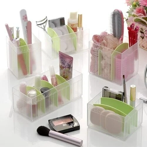 Small Plastic Storage Container Box - 4 Compartments, Adjustable, Made in Japan - Image 2 of 3