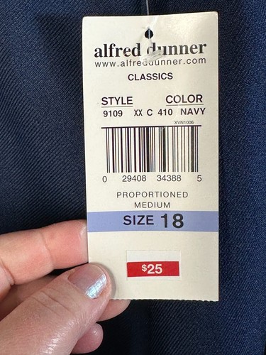Alfred Dunner Slacks Dress Pants Women's 18 Navy Elastic Waist Side Pockets NWT - 第 2/6 張圖片
