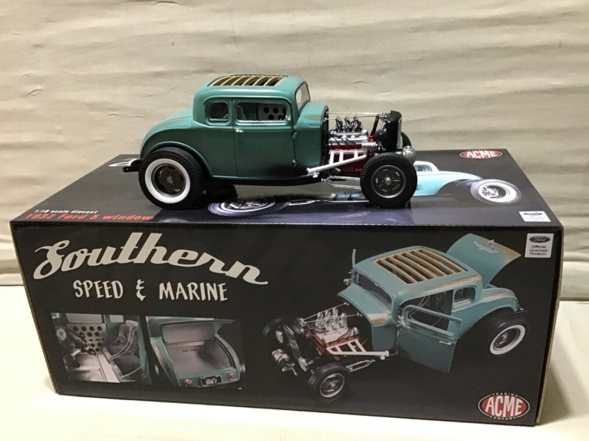 FORD lt BLUE 1932 SOUTHERN SPEED MARINE 5 WINDOW COUPE 1/18 ACME