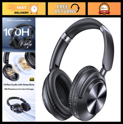 Wireless Over-Ear Noise Cancelling Headphones, 100H Playtime, Hi-Res Audio, Fast