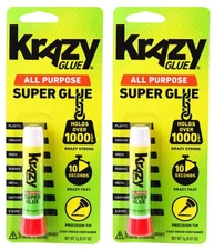 Super Krazy Glue All Purpose Precision Tip Dries in 10 Seconds Holds 1000lb 2PK