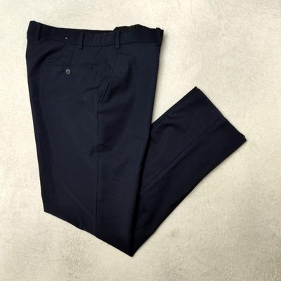 Moss 1851 Pants Mens 36x32 Blue Slim Wool Polyester Tailored Slacks Dress Suit